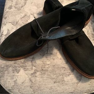 Black suede ankle boots. Handmade in New England. Worn only twice.